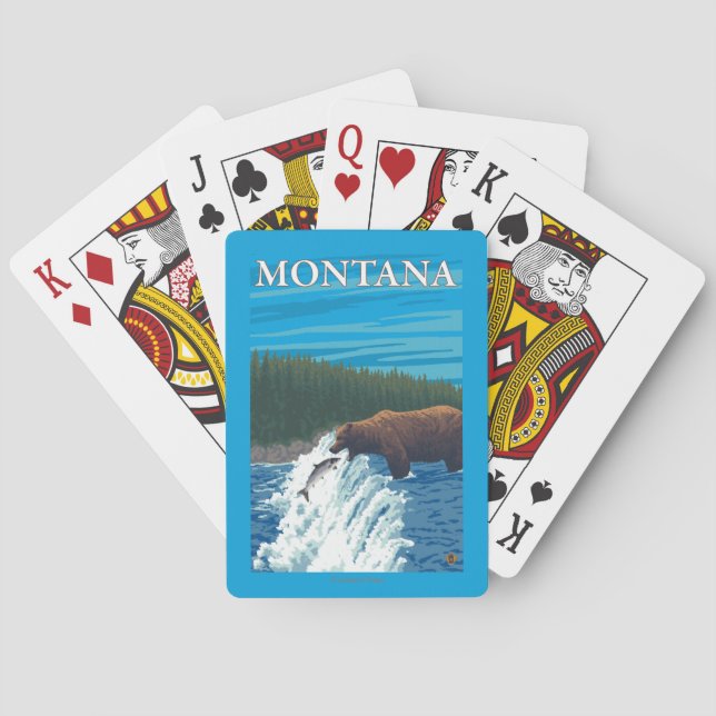 Bear Fishing in River - Montana Poker Cards (Back)