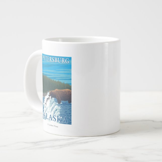 Bear Fishing in River - Petersburg, Alaska Giant Coffee Mug (Front Left)