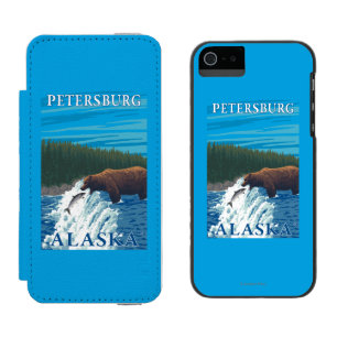 Bear Fishing in River - Petersburg, Alaska Wallet Case For iPhone SE/5/5s