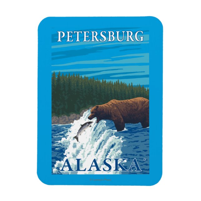 Bear Fishing in River - Petersburg, Alaska Magnet (Vertical)