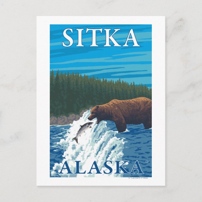 Bear Fishing in River - Sitka, Alaska Postcard (Front)