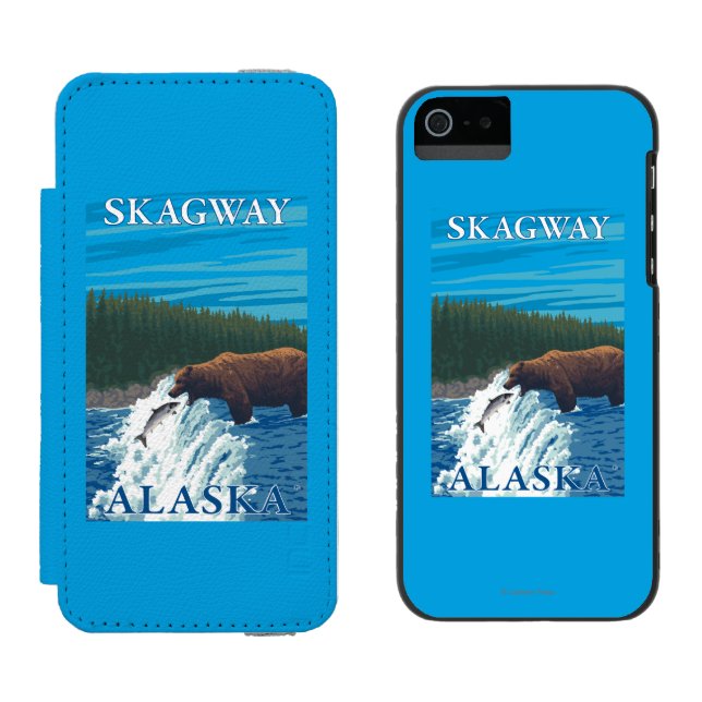 Bear Fishing in River - Skagway, Alaska Incipio iPhone Wallet Case (Side by Side)
