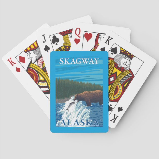 Bear Fishing in River - Skagway, Alaska Poker Cards (Back)