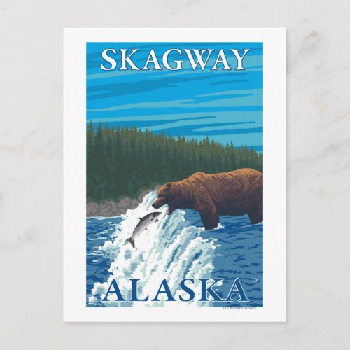 Bear Fishing in River _ Skagway Alaska Postcard
