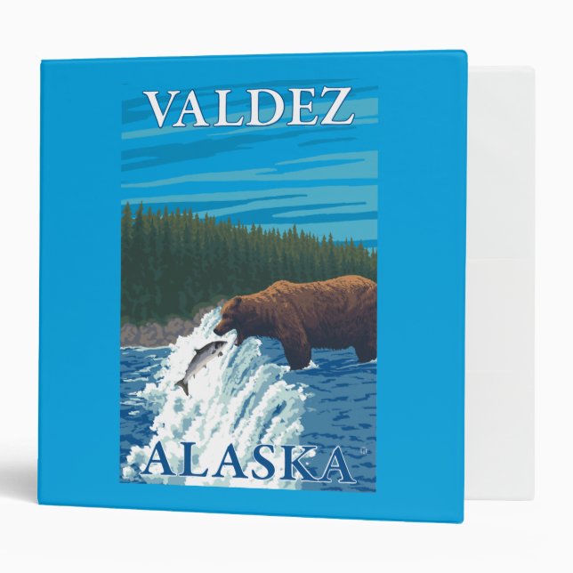 Bear Fishing in River - Valdez, Alaska Binder (Front/Inside)