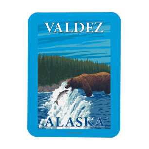 Bear Fishing in River - Valdez, Alaska Magnet