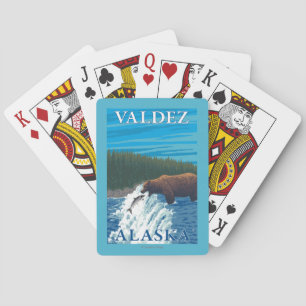 Bear Fishing in River - Valdez, Alaska Poker Cards