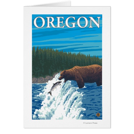 Bear Fishing in River- Vintage Travel Poster (Front)
