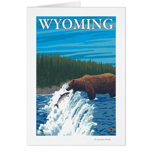 Bear Fishing in River - Wyoming Cards (Front)