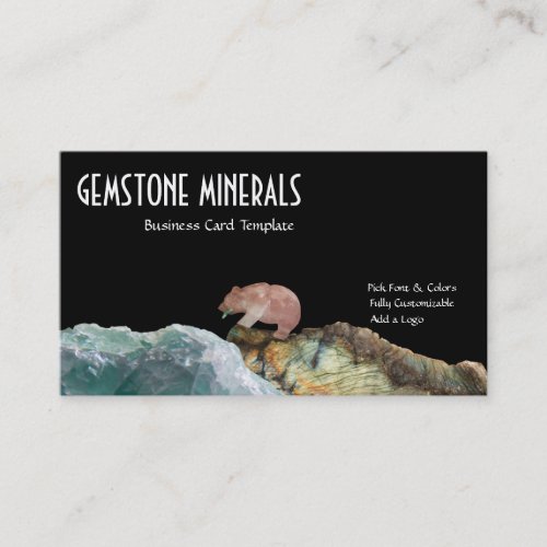 Bear Fishing Ocean _ Gemstone Minerals Business Card