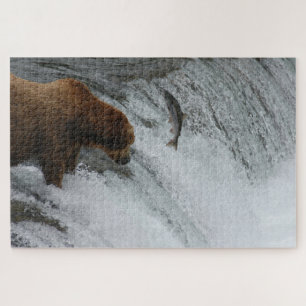 Bear fishing salmon, Brooks Falls Alaska Jigsaw Puzzle