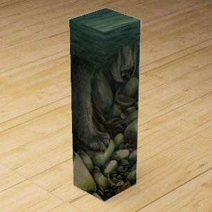 Bear Fishing Wine Box Fisherman's Art Wine Box