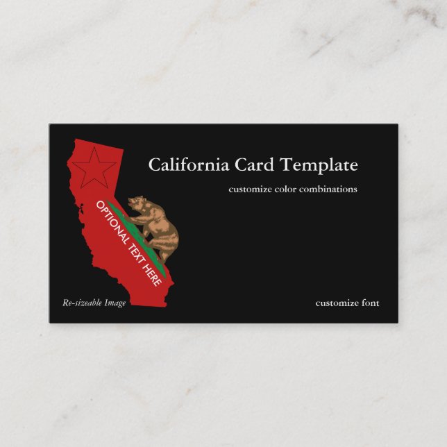 Bear Flag California State Business Card (Front)