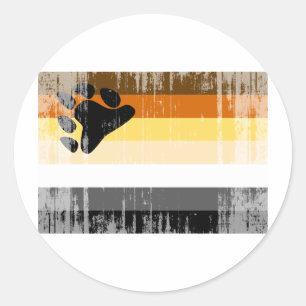 BEAR FLAG DISTRESSED CLASSIC ROUND STICKER
