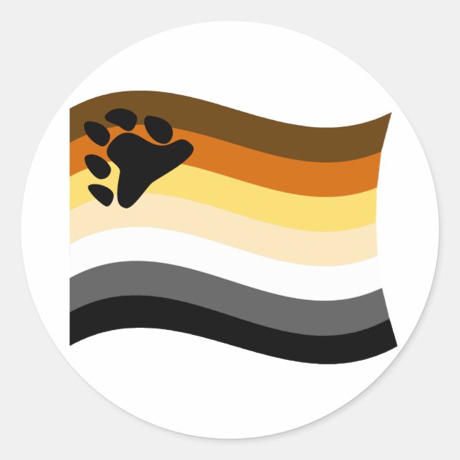 BEAR FLAG WAVING CLASSIC ROUND STICKER (Front)