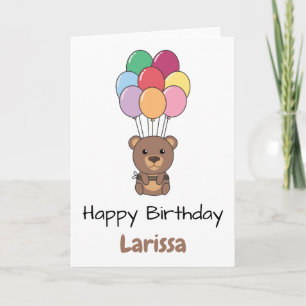 Bear Flies Up With Colorful Balloons Birthday Card