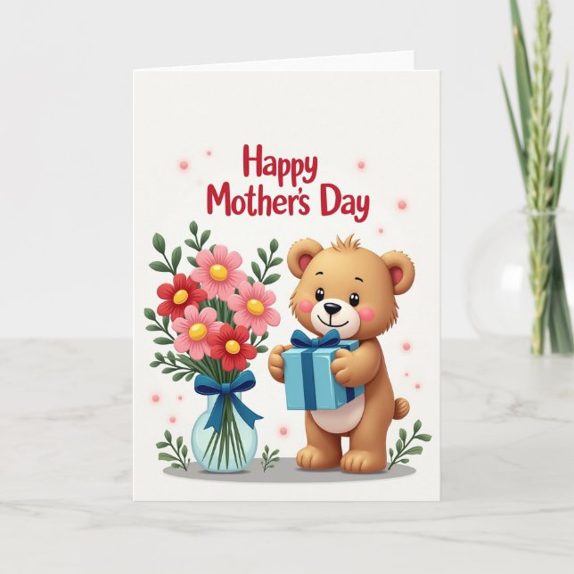 Bear Floral Mothers Day Gift Card (Front)