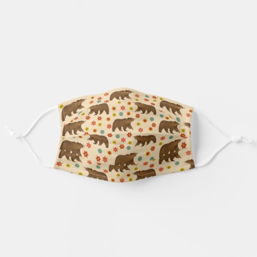 Bear Floral Pattern Adult Cloth Face Mask