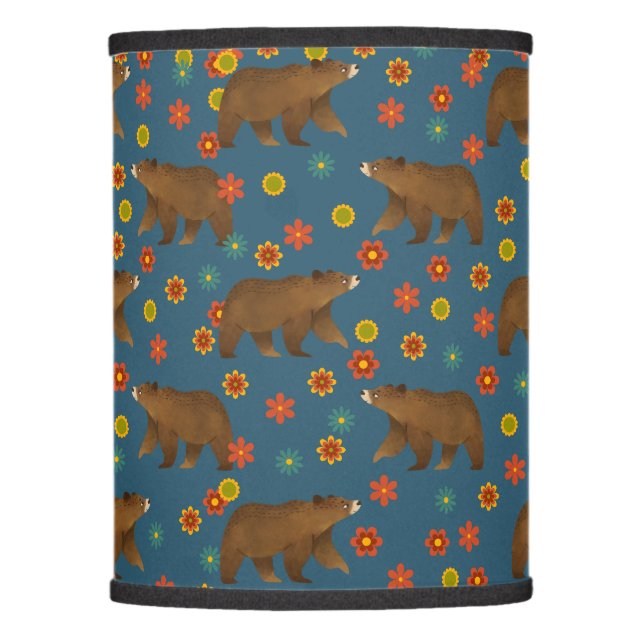 Bear Floral Pattern Lamp Shade (Front)