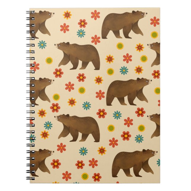 Bear Floral Pattern Notebook (Front)