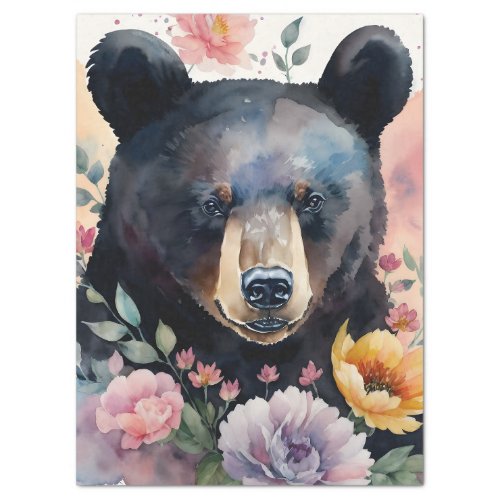 Bear Floral Watercolor Art Tissue Paper