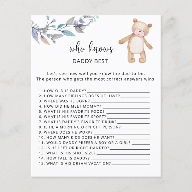 Bear floral Who knows DADDY best (Front)