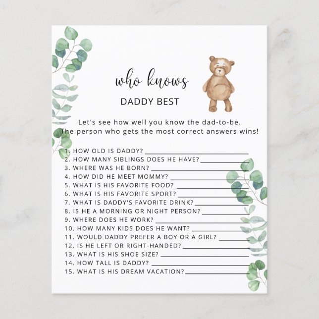 Bear floral Who knows DADDY best (Front)