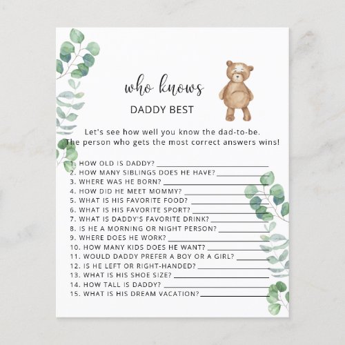 Bear floral Who knows DADDY best