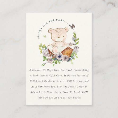 Bear Flower Basket Green Books For Baby Shower Enclosure Card