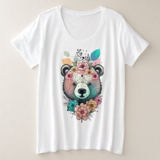 Bear Flower Plus Size T-Shirt