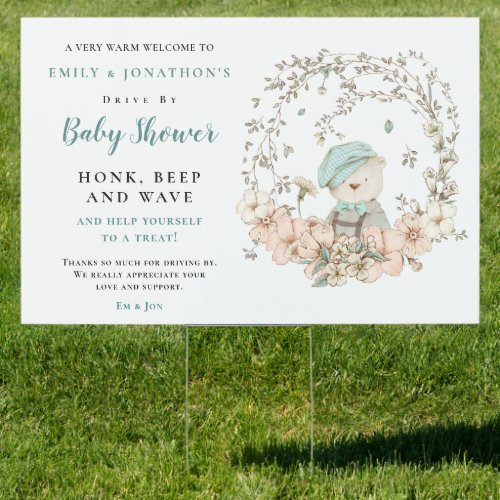 Bear Foliage Boy Welcome to Drive By Baby Shower Sign