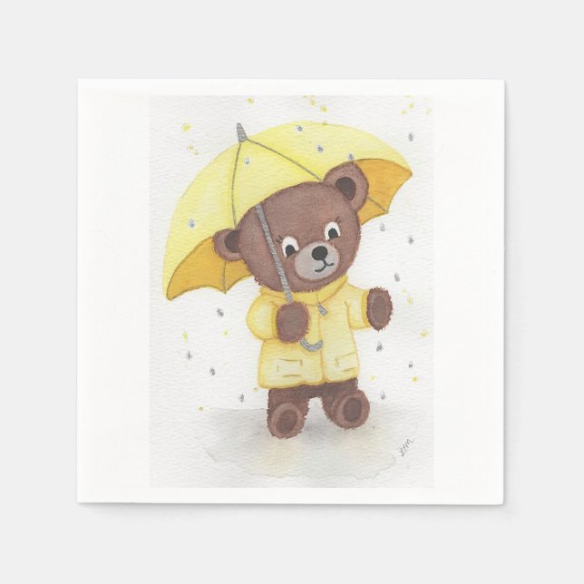 Bear-foot in the Rain Napkins (Front)