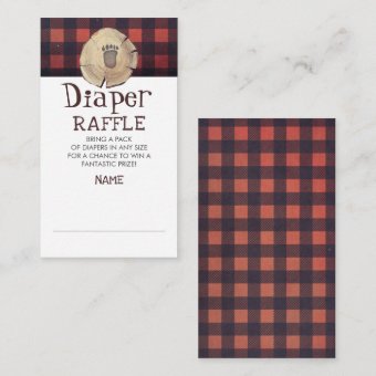 Bear Foot Print Lumberjack Diaper Raffle Ticket Enclosure Card | Zazzle