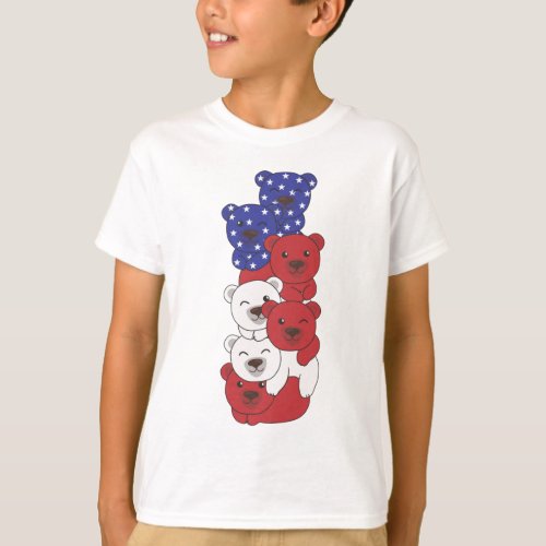 Bear For The Fourth Of July Usa Flag Axolotls T_Shirt