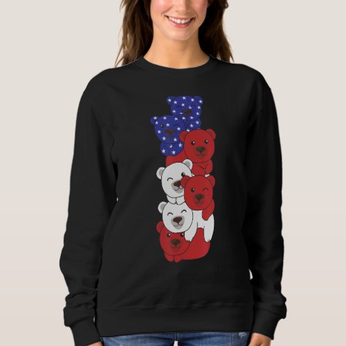 Bear For The Fourth Of July Usa Flag Usa Bears Pil Sweatshirt