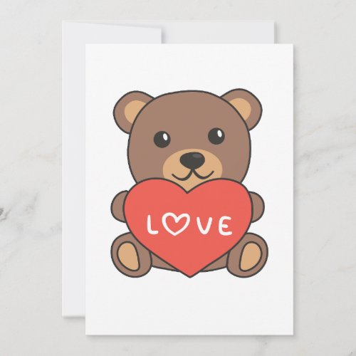 Bear For Valentines Day Cute Animals Heart Holida Holiday Card