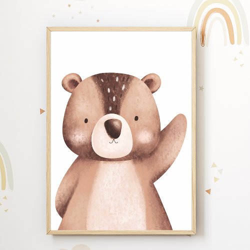 Bear Forest Animal Nursery Poster Kids Room Decor