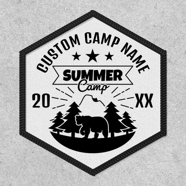 Bear Forest Black & White Custom Summer Camp Patch (Front)