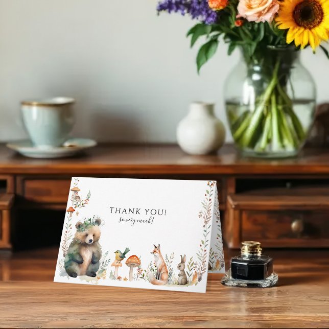 Bear Forest Cute Animals Deer Woodland Baby Shower Card (Creator Uploaded)