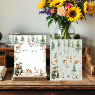 Bear Forest Deer Cute Animals Woodland Baby Shower Thank You Card