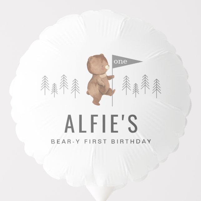 Bear Forest First Birthday Balloon (Front)