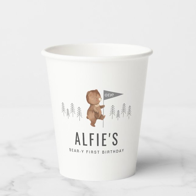 Bear Forest First Birthday Paper Cups (Front)