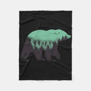 Bear Forest Nature Grizzly Hiking Outdoor Hunting  Fleece Blanket