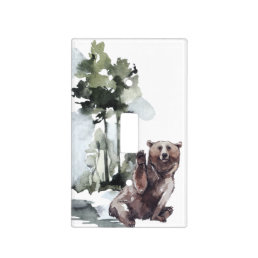 Bear Forest Watercolor Cabin  Light Switch Cover