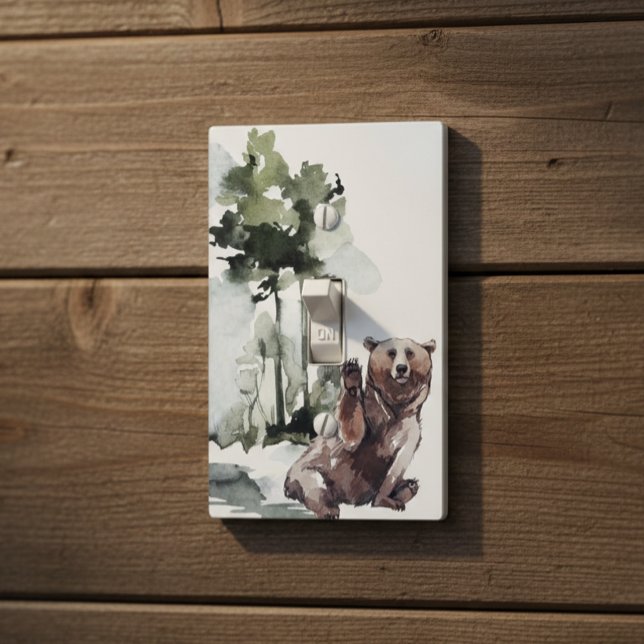 Bear Forest Watercolor Cabin  Light Switch Cover (Creator Uploaded)