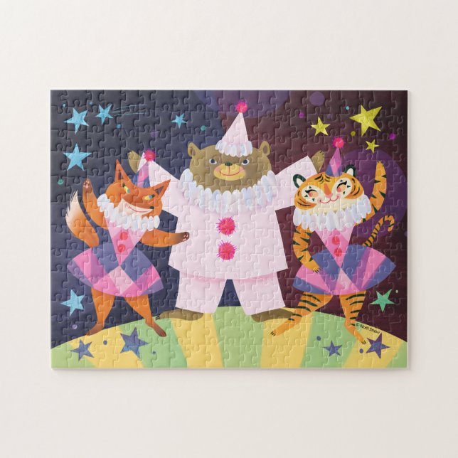 Bear, Fox and Tiger Pierrot Clown Jigsaw Puzzle (Horizontal)