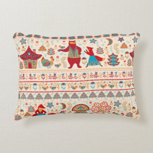 Bear,fox,rooster and chicken with chicken,fairy ho accent pillow