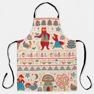 Bear,fox,rooster and chicken with chicken,fairy ho apron