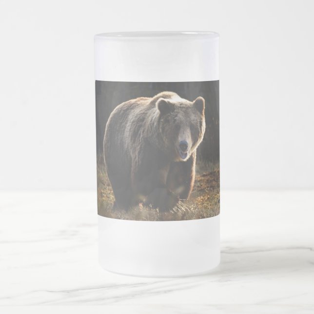 Bear Frosted Glass Beer Mug (Center)