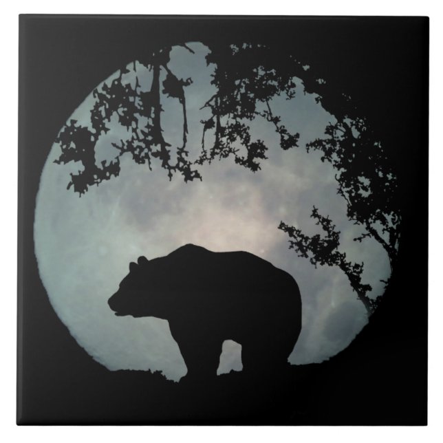 Bear Full Moon Art Tile (Front)